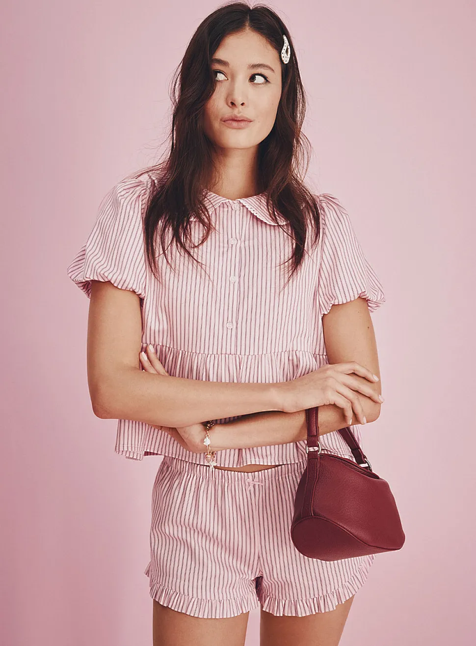 Ruffled poplin mini-short