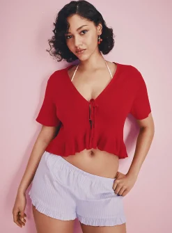 Ruffled poplin mini-short