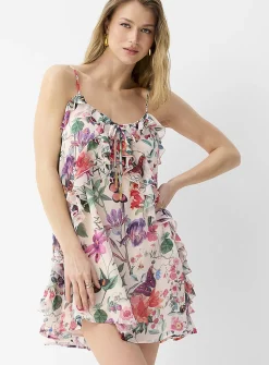 Ruffled sheer chiffon minidress