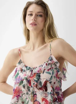 Ruffled sheer chiffon minidress