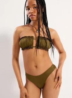Ruffled slim bikini bottom