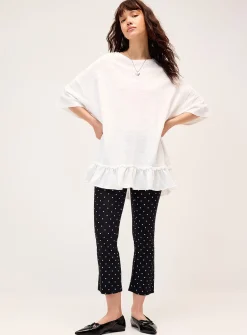 Ruffled slub oversized T-shirt