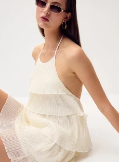 Ruffled tiered halter dress