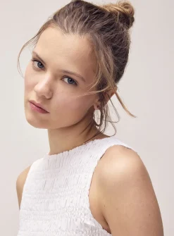 Ruffled trim smocked cami