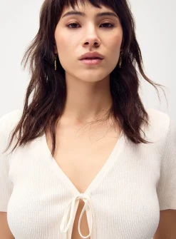 Ruffled-trim tie-front cropped cardigan
