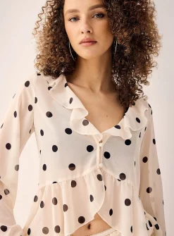 Ruffles sheer chiffon blouse