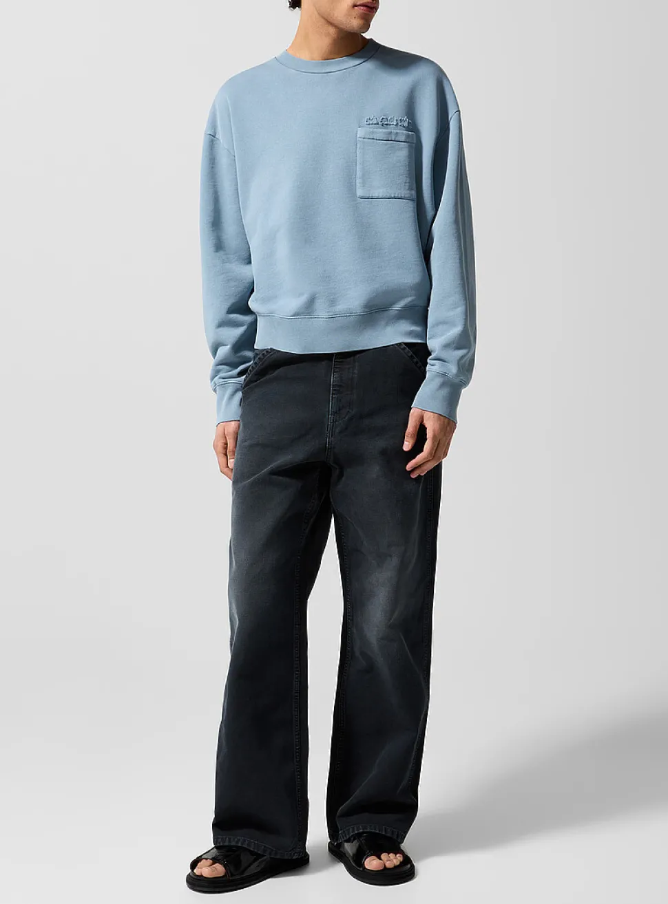 Rugged canvas wide-leg pant