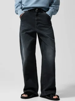 Rugged canvas wide-leg pant