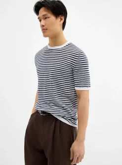 Sailor stripe linen knit sweater