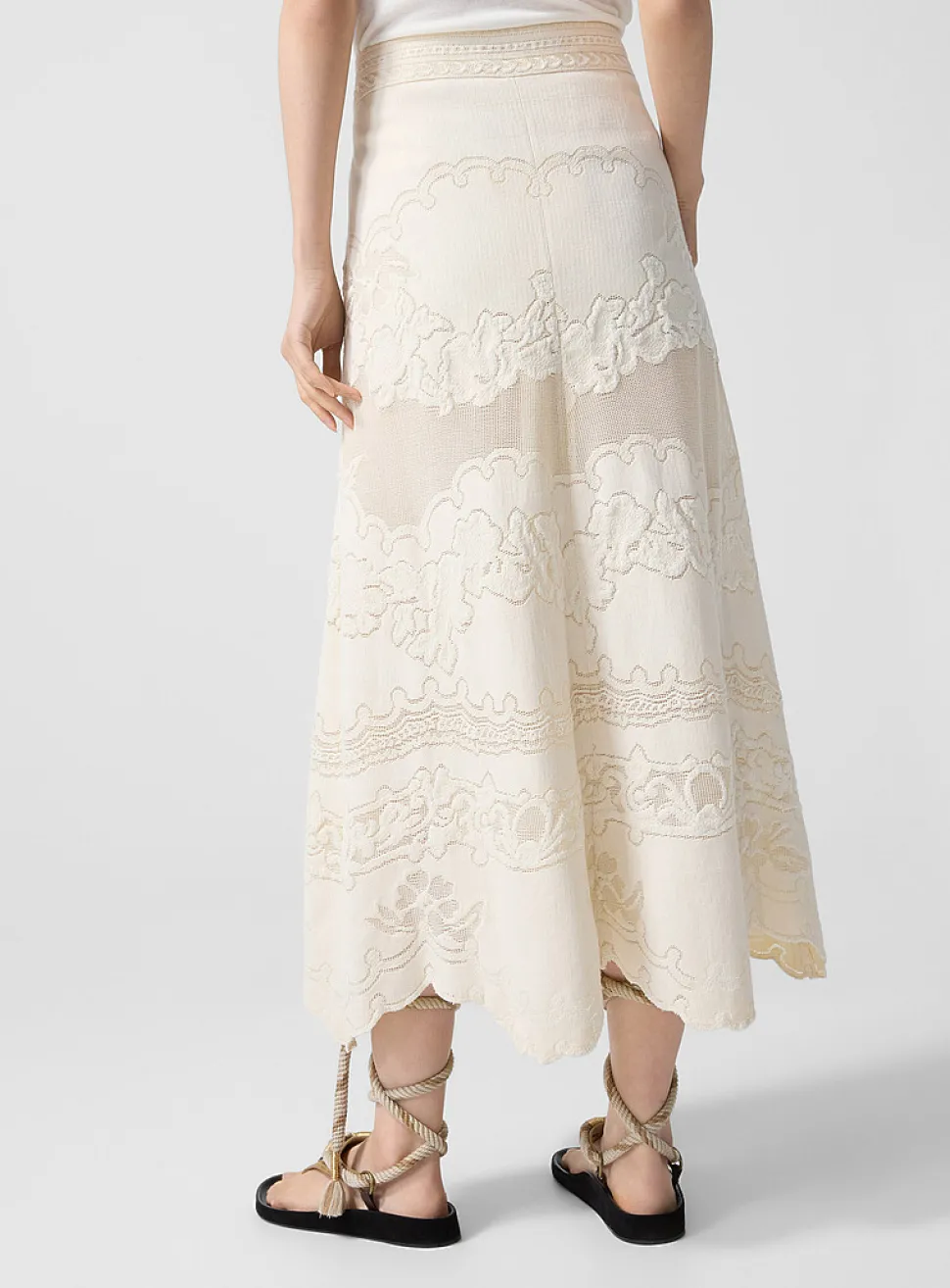 Sanaya floral guipure maxi skirt