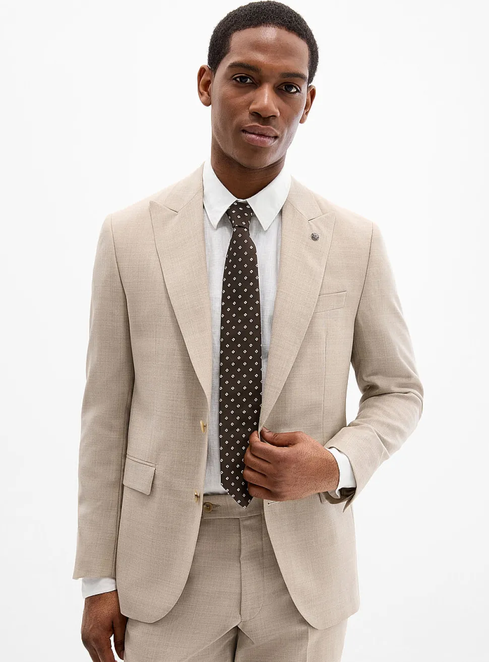 Sand piqué suit