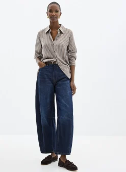 Satiny banker-stripe shirt
