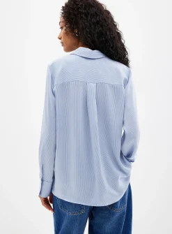 Satiny banker-stripe shirt