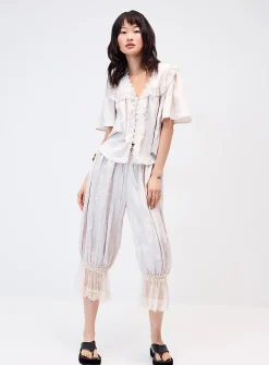 Satiny crinkled-finish bloomer pant