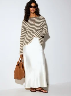 Satiny maxi skirt