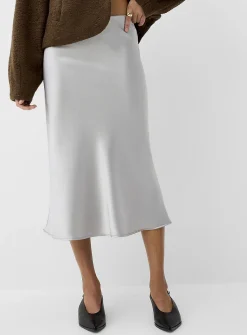 Satiny midi skirt