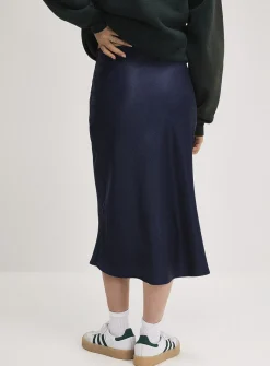 Satiny midi skirt