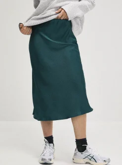 Satiny midi skirt