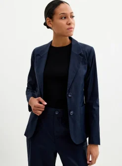 Satiny patch-pocket blazer