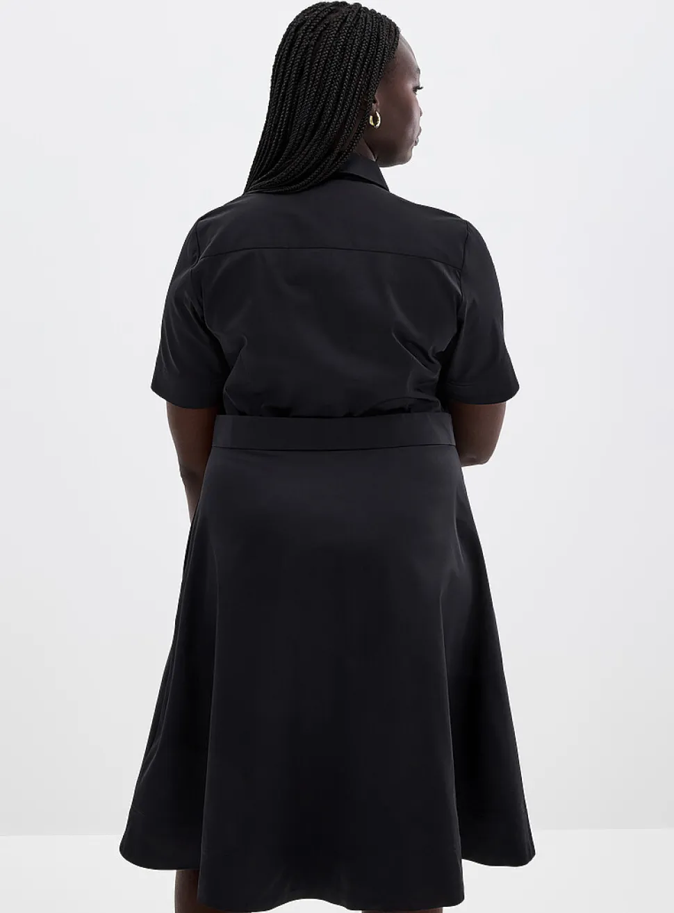 Satiny poplin belted shirtdress