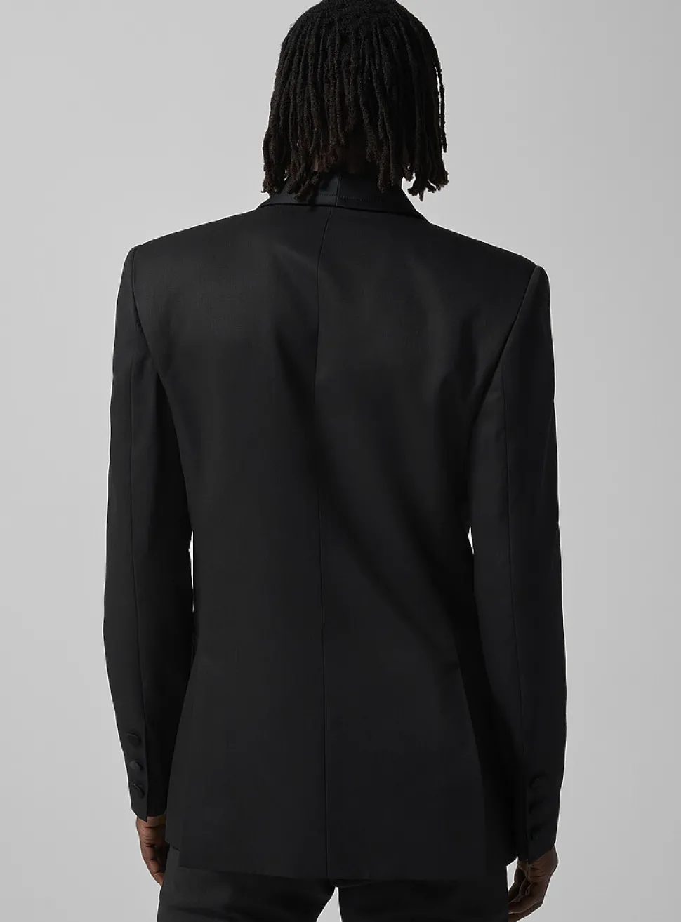 Satiny shawl collar tuxedo jacket