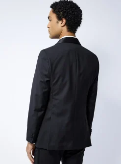 Satiny shawl collar tuxedo jacket