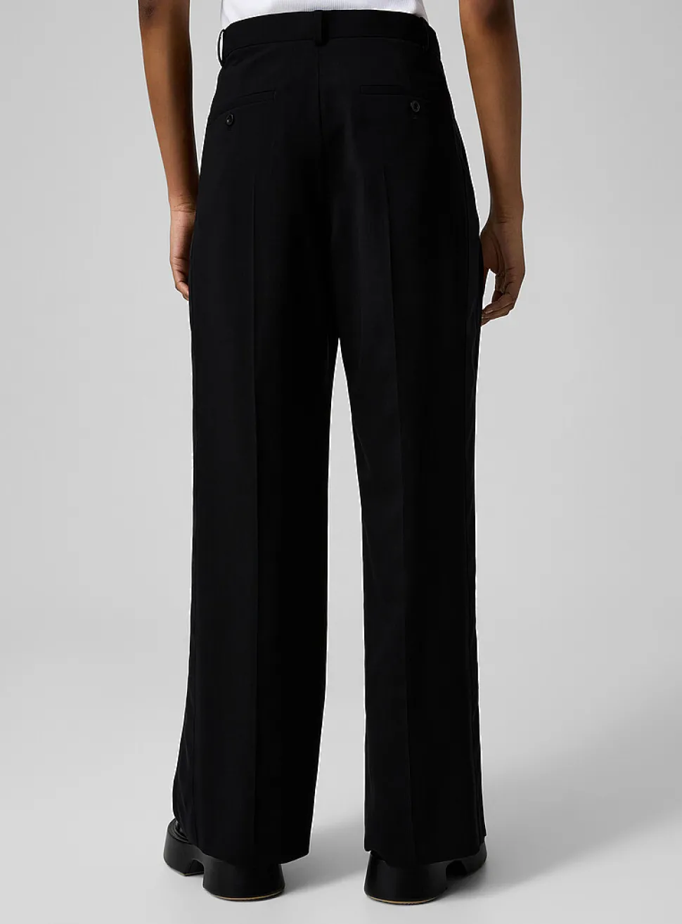 Satiny stripes pure wool tuxedo pant
