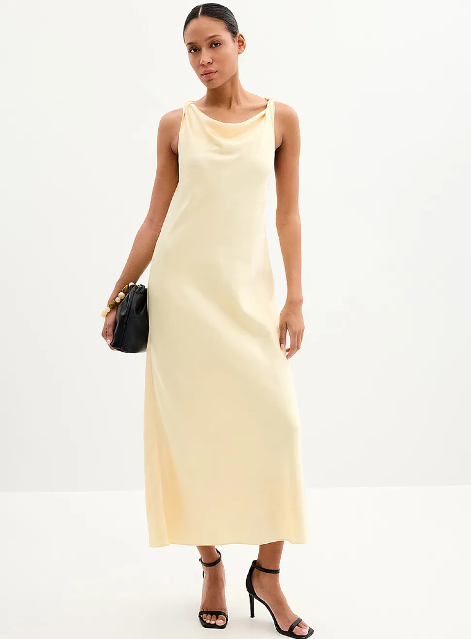 Satiny twisted-strap dress