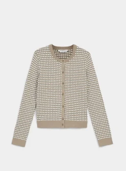 Scale texture fine-knit cardigan