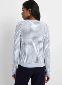 Scale texture fine-knit cardigan