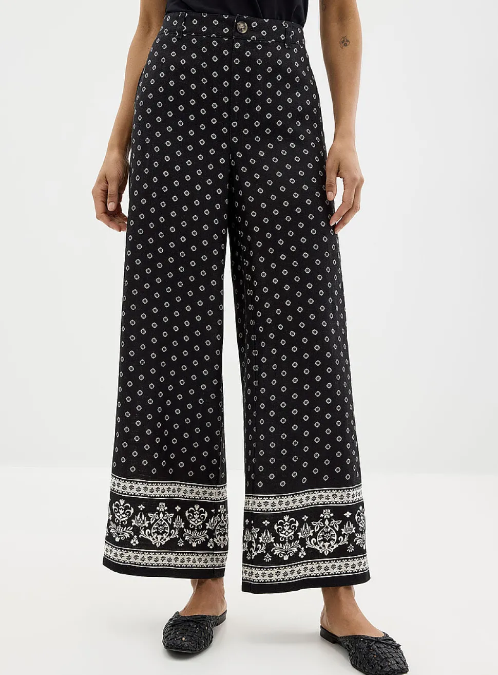Scarf mosaic linen pant