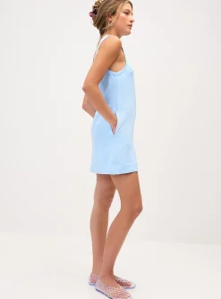 Scoop-back linen-blend dress