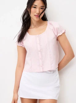Scoop-neck babydoll blouse