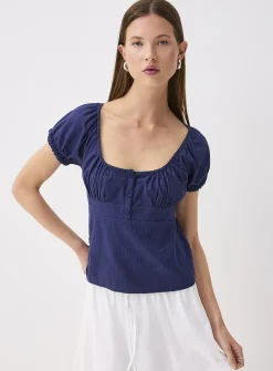 Scoop-neck peasant blouse