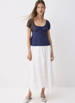 Scoop-neck peasant blouse