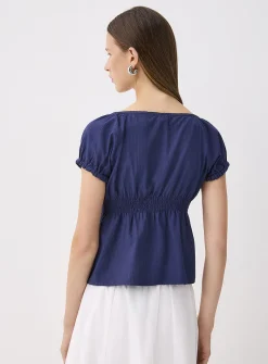 Scoop-neck peasant blouse