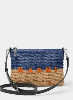 Seaside raffia crossbody pouch