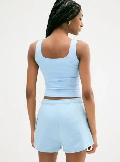 Second-skin square-neck cropped cami