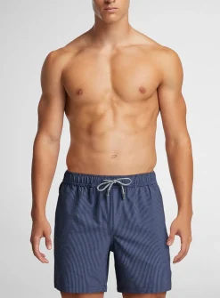 Seersucker striped stretch swim trunk