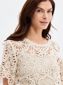 Sequined crocheted sweater