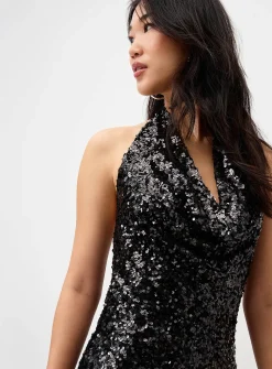 Sequined halter minidress