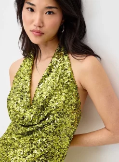Sequined halter minidress