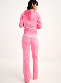 Sequined logo velvety straight-leg pant