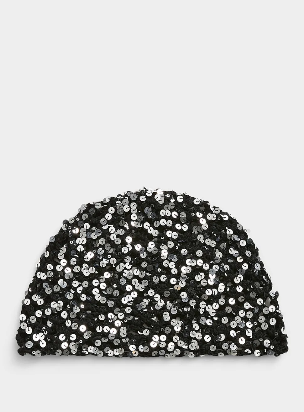Sequined mesh crochet tuque