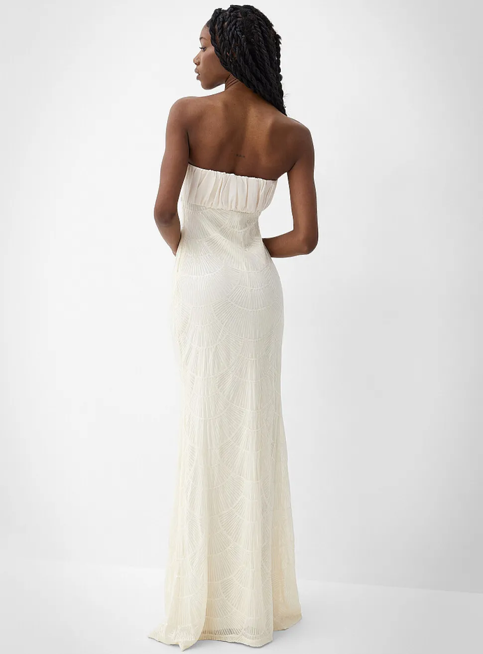 Sequined seashells pleated bust maxi dress