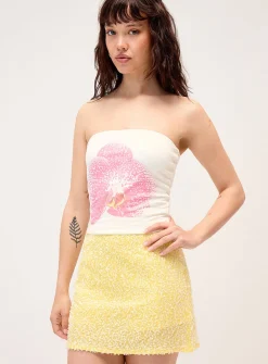 Sequined yellow miniskirt