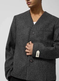 Sera collarless cinched jacket