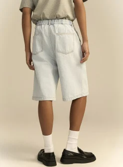 Sewn-cross pleated jort