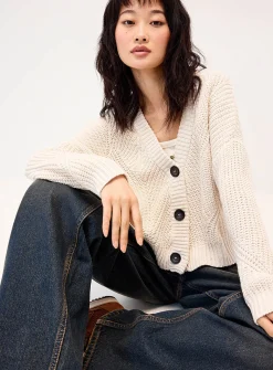Shaker-rib V-neck cardigan