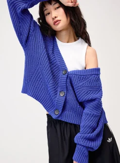 Shaker-rib V-neck cardigan